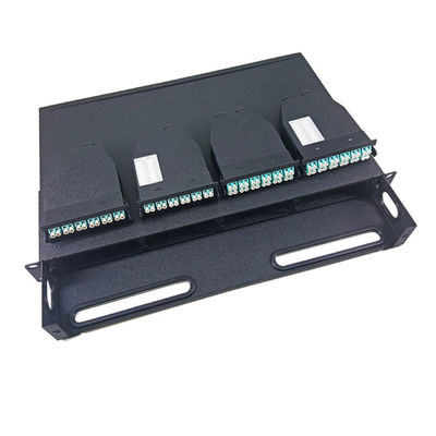 สายแพทช์ไฟเบอร์ออปติก SC 2 พอร์ต Mpo Cassette Patch Panel ประเภทสายเคเบิลแผงแพทช์ไฟเบอร์