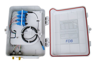 กล่องกระจายไฟเบอร์ออปติก 16 FTTH ลดลงกล่องกระจายแยก PLC แบบติดผนัง