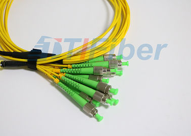 Yellow 12 Core MPO กับสายเคเบิล FC Fiber Optic Patch สำหรับเครือข่ายโทรคมนาคม