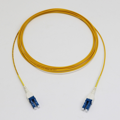 ลดความสูญเสีย LC Uniboot Duplex SingleMode G657.A1 BendInsensitive Duplex 2mm LSZH 0.15dB สายพับไฟเบอร์เหลือง