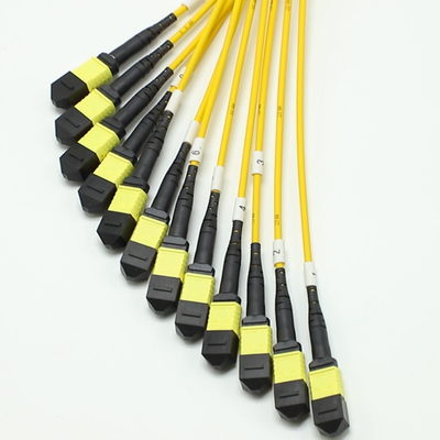 144F MTP MPO Fanout Cable SMG657A1 MPO APC ไปยัง MPO APC Breakout Fiber Optic Patch Cord